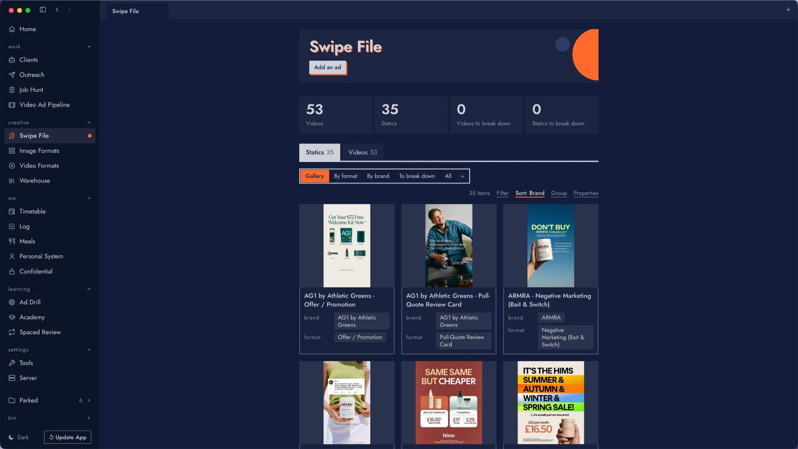 Atom: the swipe file, a gallery of proven static ads